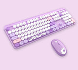 Hello Bear Wireless Keyboard and Mouse Combo - 2.4G Retro Round Keycaps(Purple)