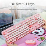 Hello Bear Wireless Keyboard and Mouse Combo - 2.4G Retro Round Keycaps(Milk tea) - Side View