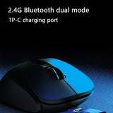 Ergonomic Vertical Wireless Mouse - Dual Mode (2.4G + Bluetooth), RGB Light, Rechargeable 500mAh Battery(black) - Side View