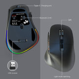Ergonomic Vertical Wireless Mouse - Dual Mode (2.4G + Bluetooth), RGB Light, Rechargeable 500mAh Battery(black) - Top-Down View