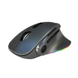 Ergonomic Vertical Wireless Mouse - Dual Mode (2.4G + Bluetooth), RGB Light, Rechargeable 500mAh Battery(Gray)
