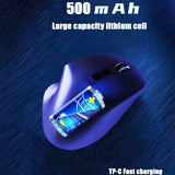 Ergonomic Vertical Wireless Mouse - Dual Mode (2.4G + Bluetooth), RGB Light, Rechargeable 500mAh Battery(Blue) - 45-Degree Angle