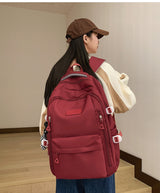 Large Capacity Nylon Backpack - Fits Tablet, A4 Magazines, Umbrella - Multiple Pockets & Adjustable Straps(black) - Side View