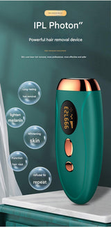 Advanced IPL Home Hair Removal System - 990K Flashes, 5 Levels, Auto/Manual Mode for Silky Skin(Dark green) - Top-Down View