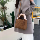 Elegant Embossed PU Leather Handbag with Scarf Detail - Versatile Top-Handle & Crossbody Bag(white) - Side View