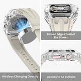 Transparent PC+TPU Sports Watch Strap & Case for Smart Watch - Raised Edge Protection, Wireless Charging Compatible(Orange transparent black) - Front View
