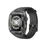 Transparent PC+TPU Sports Watch Strap & Case for Smart Watch - Raised Edge Protection, Wireless Charging Compatible(Black transparent black)