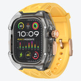 Transparent PC+TPU Sports Watch Strap & Case for Smart Watch - Raised Edge Protection, Wireless Charging Compatible(Yellow transparent black)