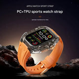 Transparent PC+TPU Sports Watch Strap & Case for Smart Watch - Raised Edge Protection, Wireless Charging Compatible(Yellow transparent black) - Side View