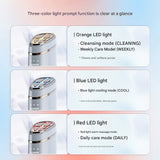 Multi-Function Facial Beauty Device - 6 Modes, 3 Intensity Levels, LED Therapy & Magnetic Charging(blue) - Side View
