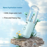 Two Portable Nano Facial Sprayer - 50ml USB Rechargeable Moisturizing Disinfectant Sprayer(Pink) - Front View