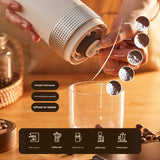 Wireless Portable Electric Coffee Grinder - Adjustable Coarseness, USB-C Rechargeable, One-Touch Operation(white) - Side View