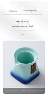 Artisan Ceramic Tea Pot with Built-in Strainer - 280ml, Gradient Finish & Wooden Accents(White+red) - Front View