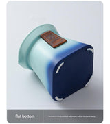 Artisan Ceramic Tea Pot with Built-in Strainer - 280ml, Gradient Finish & Wooden Accents(Blue+green) - Top-Down View