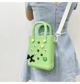 EVA Large Capacity Crossbody & Handbag - Customizable with Charms, Lightweight & Versatile,Orange (with DIY accessories) - Side View