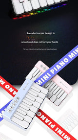 Mini Pocket Piano Electronic Keyboard - 17 Keys, Multiple Modes, LED Lights, Portable Musical Toy(black) - Side View