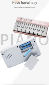 Mini Pocket Piano Electronic Keyboard - 19 Keys, Multiple Modes, LED Lights, Portable Musical Toy(pink) - Top-Down View