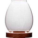 Windproof Glass Candle Cover with Wood Base - For Tealights, Zen Home Accent (Transparent candle holder) - Front View