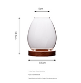 Windproof Glass Candle Cover with Wood Base - For Tealights, Zen Home Accent (Transparent candle holder) - Side View