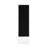 Black Contrast Edge & Tassel Scarf - Chic Autumn/Winter Neckwear (190x30cm) - Front View