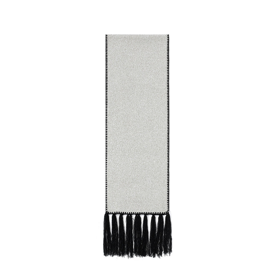 Beige Contrast Edge & Tassel Scarf - Chic Autumn/Winter Neckwear (190x30cm)
