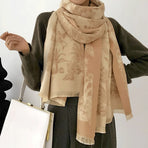 Camel yellow Luxury Soft Printed Pashmina Style Wrap - Large Scarf for Women (185x65cm)