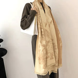 Camel yellow Luxury Soft Printed Pashmina Style Wrap - Large Scarf for Women (185x65cm) - Side View