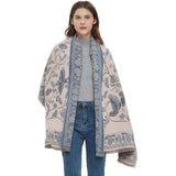 Women's Soft Jacquard Shawl - Paisley & Bird Floral Print Scarf(190x65cm) - Side View
