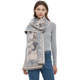 Women's Soft Jacquard Shawl - Paisley & Bird Floral Print Scarf(190x65cm) - Top-Down View