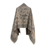 Brown Women's Soft Jacquard Shawl - Paisley & Bird Floral Print Scarf(190x65cm)