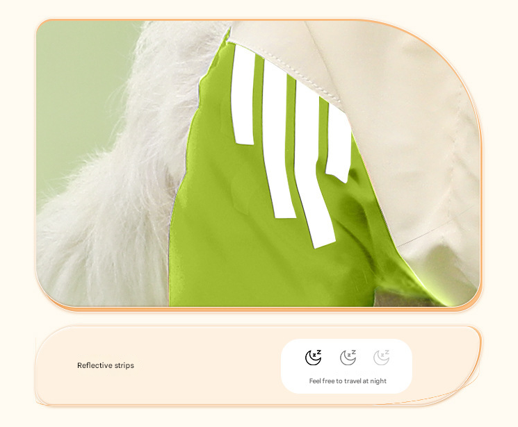 Colorblock (Beige red) Dog Raincoat - Waterproof with Hood and Reflective Strips (Size M)