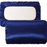 Navy blue Silky Satin Pillowcase Pair - Smooth for Hair & Skin, Elastic Fitted (46x70+16cm)