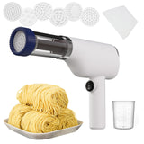 White Portable Rechargeable Noodle Maker - Multiple Shaping Discs - Front View