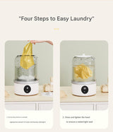White Travel-Friendly Mini Washing Machine - USB Powered, Automatic, for Small Loads - Rear View