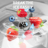 White Rechargeable Travel Blender Cup - 12 Blades, Digital Display, Self-Cleaning - 45-Degree Angle