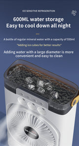 Black 3-in-1 Portable Air Cooler Fan - Desktop Humidifier & LED Light, Nano Mist - Top-Down View