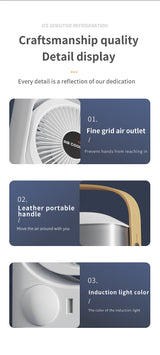 Black 3-in-1 Portable Air Cooler Fan - Desktop Humidifier & LED Light, Nano Mist - Close-Up Angle
