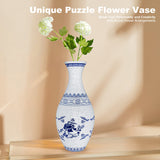 Unique 3D Puzzle Vase with Built-in Water Holder - Fun DIY Project (Blue Boat) - Front View