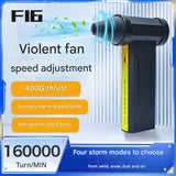 Portable Jet Fan - 200W Powerful Handheld Air Duster & Blower (Red flower color) - Top-Down View