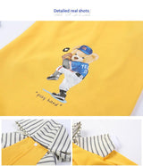 Autumn/Winter Dog Clothes - Yellow Hoodie with Striped Hood & Baseball Bear (Size - L)