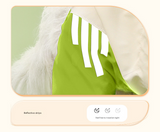 Colorblock (White Green) Dog Raincoat - Waterproof with Hood and Reflective Strips (Size XL) - Side View