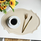4 pcs Retro Faux Leather Placemat - Waterproof & Oil-Proof Dining Table Mat (Beige)