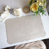 4 pcs Decorative Faux Leather Placemats - Unique Shape, Beautiful Packaging (Beige)