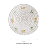 (Lemon) Cotton Rope Woven Placemats - Set of 5, 18cm Diameter Heat Resistant Kitchen Decor