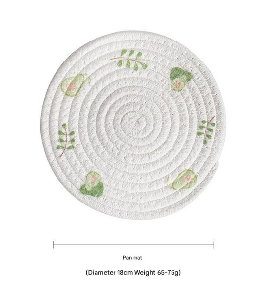 (Avocado) Cotton Rope Woven Placemats - Set of 5, 18cm Diameter Heat Resistant Kitchen Decor