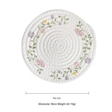 (Flowers) Cotton Rope Woven Placemats - Set of 5, 18cm Diameter Heat Resistant Kitchen Decor