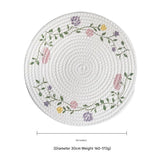 (Flowers) Cotton Rope Woven Placemats - Set of 3, 30cm Diameter Heat Resistant Kitchen Decor