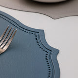 4 pcs Retro Faux Leather Placemat - Waterproof & Oil-Proof Dining Table Mat (Pink) - Front View