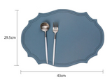4 pcs Retro Faux Leather Placemat - Waterproof & Oil-Proof Dining Table Mat (Pink) - Top-Down View
