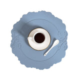 4 pcs Retro Faux Leather Placemat - Waterproof & Oil-Proof Dining Table Mat (Light blue)